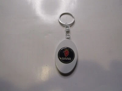 SAAB SONETT 93 95 600 900 9000 9-3 9-5 9-2X 9-5X 9-4X 9-7X 90 KEYCHAIN METAL WHI - Image 1 of 2