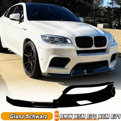 Für BMW E70 X5M E71 X6M 09-14 Glanz Schwarz Frontlippe Front Stoßstange spoiler - Bild 1 von 4