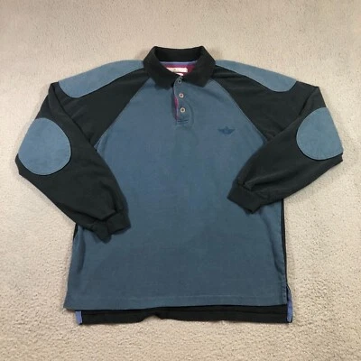 vintage Dockers sweatshirts men's S blue shoulders elbow pads made in USA - Image 1 of 4