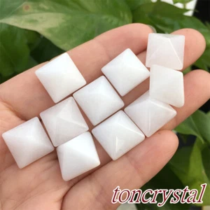 10pcs Natural White Jade Quartz Pyramid Carved Mini Crystal Skull Reiki Healing - Picture 1 of 10
