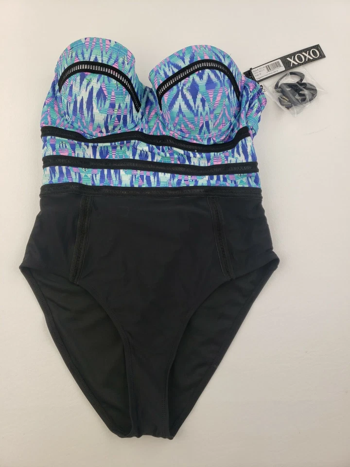 NUEVO XOXO Traje de Baño de Una Pieza Azul y Rosa "Sin Tirantes" Talla Mediana Precio de Venta sugerido por el fabricante $95 XS149 Foto 1 de 4