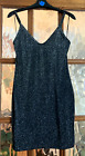 VGC Ladies MISS SELFRDIGE Strappy SHOULDERS BLACK & SILVER SPARKLE MINI DRESS 8