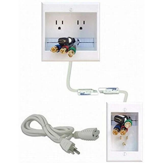 PowerBridge TWO-PRO-6 Dual Outlet Recessed In-Wall Cable Management System