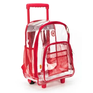 17" Rolling Clear School Backpack Heavy Duty , Daypack,  Bookbag w/Wheels - Picture 1 of 51