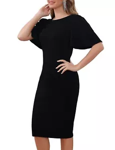 Black Dresses for Women Funeral Party Church Graduation Classy Cocktail Sheat... - Picture 1 of 7