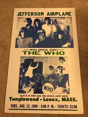 Jefferson Airplane And The Who Adv. Print concert Poster 22” X 14” - Image 1 of 4