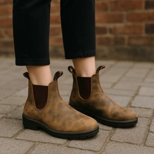 Blundstone Women’s Rustic Chelsea Boots Brown Leather Pull-On Size 5.5 SPS - Picture 1 of 17