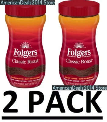 2 PACK - Folgers Classic Roast Instant Coffee Crystals 16 oz (Total 32 oz) FRESH - Image 1 of 3