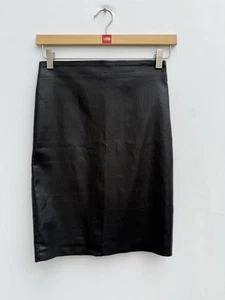 All Saints Metal Pencil Skirt Full Back Zip Faux Waxed Grunge Rock Black UK 8 - Picture 1 of 8