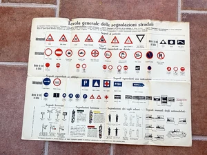 TAVOLA GENERALI DELLE SEGNALAZIONI STRADALI ANNO 1935 OLD ROAD SIGNS TABLE RARE - Picture 1 of 2
