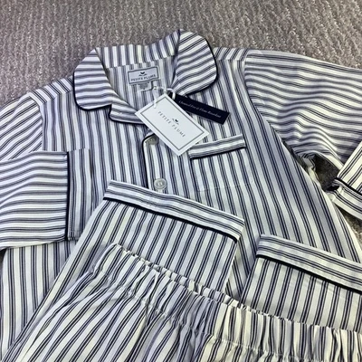 Petite Plume Size 6 Kids Twill Navy French Ticking Pajama Set NWT - Image 1 of 4