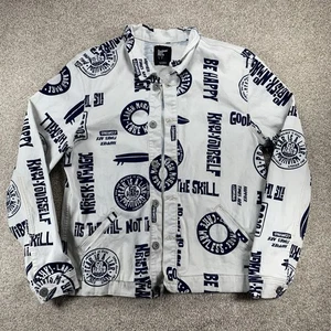 Chaqueta Cuidado Con El Perro L Blanca Denim Graffiti Y2K Gruesa *Manchas* - Imagen 1 de 9