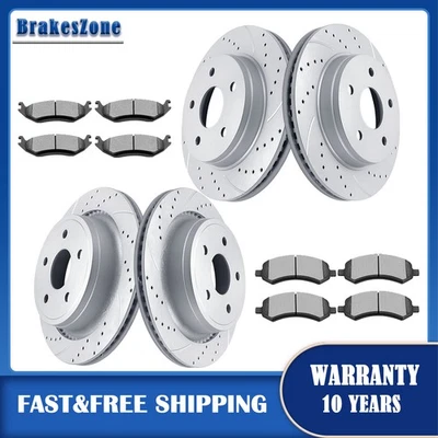 Kit de pastillas de rotores de freno delanteros y traseros aptos para Dodge Ram 1500 2006-2010 2011-2018 Foto 1 de 4