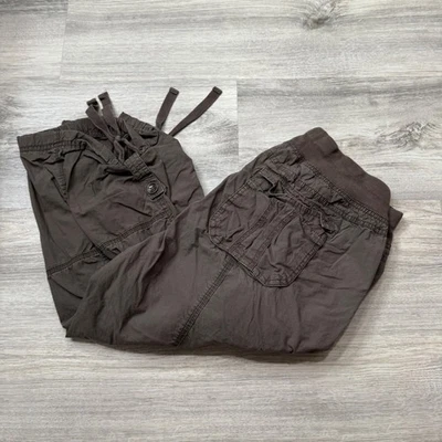 Calvin Klein Women Brown Cargo Capri Pants Drawstring Waist Adjustable Hem Sz M - Image 1 of 4
