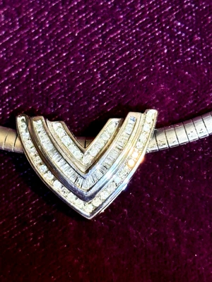 Collar Omega Deslizable Diamante Plata Esterlina Estate Torque 1/2 TDW 4.mm Omega Foto 1 de 4