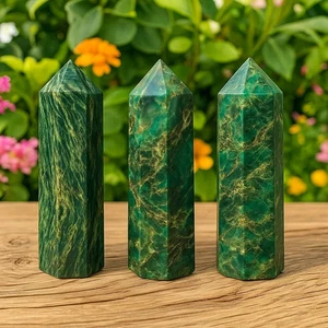Natural Emerald Tower Point Green Gemstone Crystal Healing Obelisk Wand Decor - Picture 1 of 4
