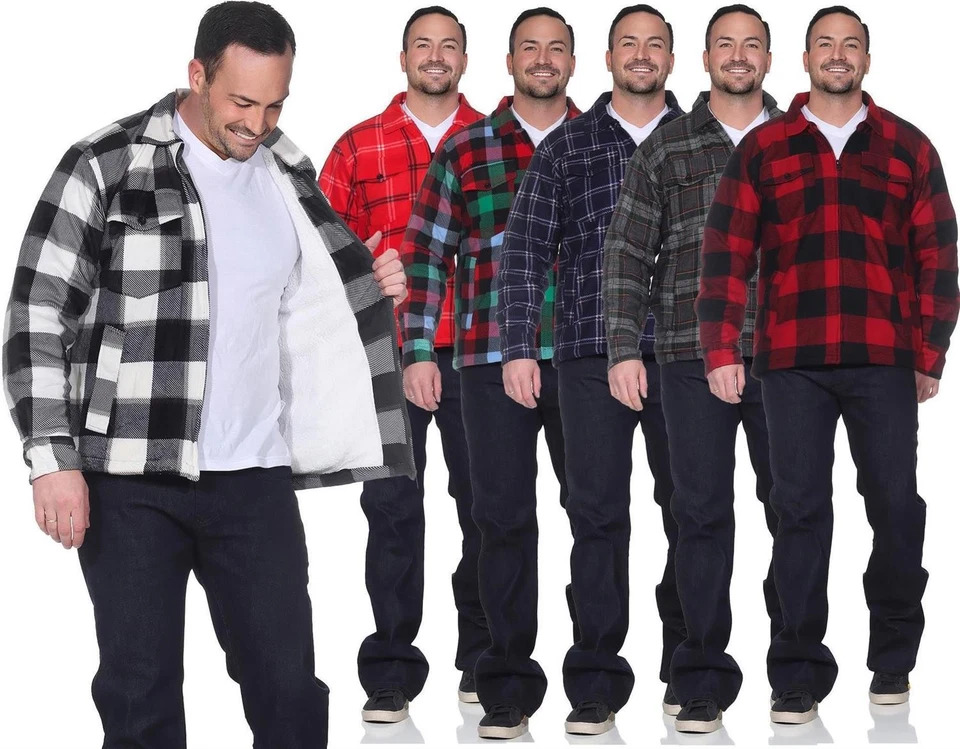 Herren Holzfäller Hemd Thermohemd gefüttert Sweatshirt Kariert Jacke, M- 2XL - Bild 1 von 1