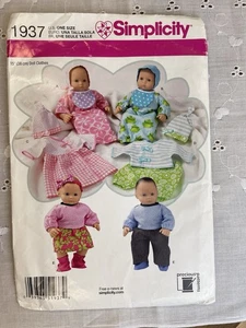 NEW Simplicity Pattern 1937 Clothes for 15" Baby/Toddler Doll such as Bitty Baby - Picture 1 of 2