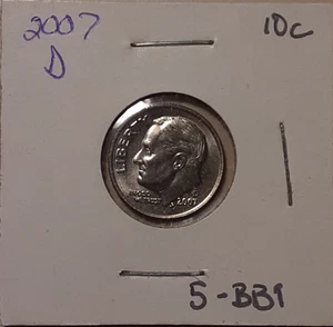 2007-D Roosevelt Dime 10c US Coin Denver Mint Clad (#5-BB1) - Picture 1 of 3