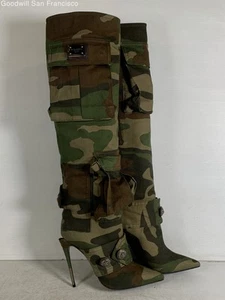 Entrupy Authenticated COA Dolce & Gabbana Multicolor Knee High Womens Booties 40 - Picture 1 of 12