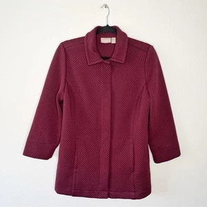 Chico's Jacquard Textured Knit Blazer Snap Buttons Jacket Size 1/ Medium - Picture 1 of 6