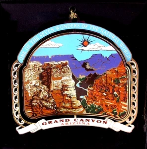 Grand Canyon Ornament Arizona Travel Souvenir, Colored Brass, Seven Wonders - Picture 1 of 8