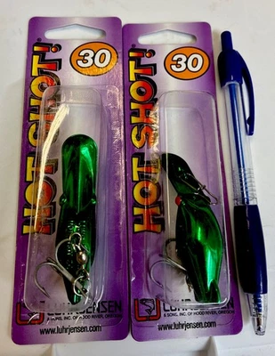 Lot Of 2 Luhr Jensen Hot Shot 30, Metallic Dark Green, Trolling- Casting Lure - Image 1 of 4