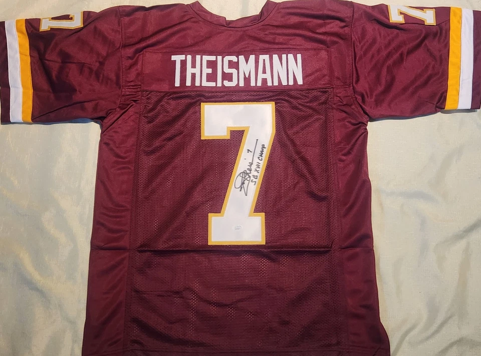 Joe Theismann signed custom W Inscription Jersey autograph JSA size XL CERTIFIED - Image 1 of 1