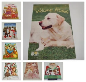 7er Set Tier Weihnachten Urlaub mit Schneemann Mini Garten Flaggen Banner 12"x18" - Bild 1 von 24