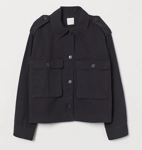 H&M NUOVISSIMA ETICHETTE DONNA TAGLIO DRITTO GIACCA CORTA BOTTONE OVERSIZE 100% COTONE - Foto 1 di 5