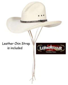 BIG BRIM GUS - Western COWBOY HAT - Chin Strap - Fine Mexican PALM LEAF Straw - Picture 1 of 2