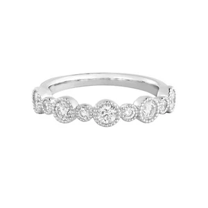 0.711 CTW 14K White Gold Certified Lab Grown Diamond Wedding Band Ring MZ12015 - Picture 1 of 7