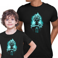 Kit 2pçs Camisetas Dragon Ball Z Goku Little e Vegeta Azul 100% Algodão 30.1 Penteado Desenho Alta Definição e Cores