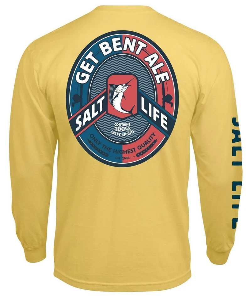 Salt Life Get Bent Ale Mens Long Sleeve Pocket Graphic T-Shirt - Large - NWT - Image 1 of 1