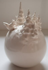 Kunst Keramik Kugel/Schneekugel Weihnachten Figuren Eichhrnchen & Tannen Wei