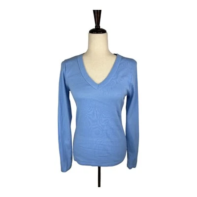 Michael Stars 女式蓝色 V 领长袖上衣均码 — 第 1/4 张图片