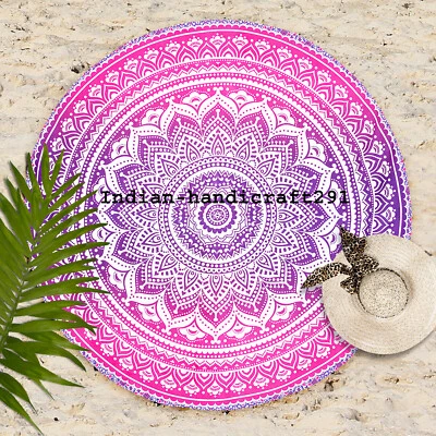 Mandala boêmia praia cobertor hippie tapete de ioga toalha redonda tapeçaria redonda - Imagem 1 de 3