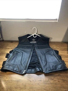 Harley Leather Mens XL Reflector Deceiver HDMC Vest Pre-owned - Picture 1 of 9
