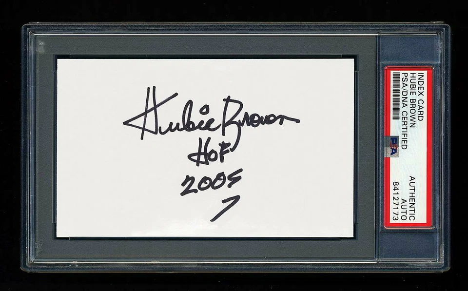 HUBIE BROWN SIGNED INDEX CARD MINT PSA/DNA HOF AUTOGRAPHED KENTUCKY COLONELS ABA - Image 1 of 1