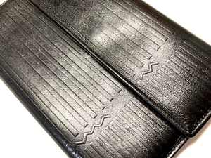 GIANNI VERSACE VINTAGE '89 BOLSO CLUTCH DE CUERO CARTERA GRANDE TRIPLE ITALIA NEGRO - Imagen 1 de 24