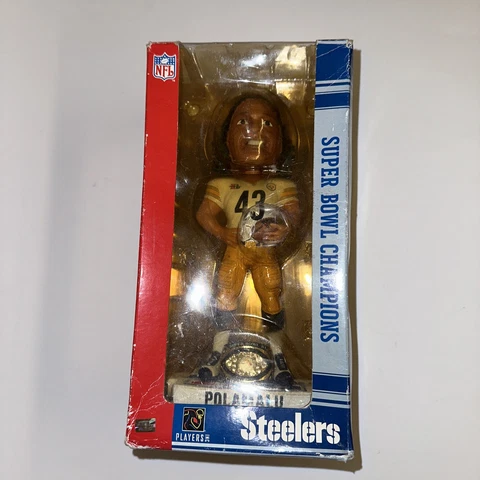 Pittsburgh Steelers Troy Polamalu Superbowl XL bobblehead NIB ring base Cover