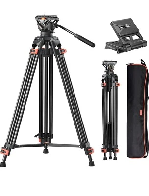 Heavy Duty Tripod Professional Video Tripod Aluminium 72inch with 360 Degree Flu - Image 1 of 4