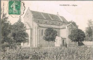 VILLENEUVE Église St Vincent 33 CPA écrite à Mlle Émilienne SAUVAN à Bègles 1915