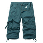 Mens 3/4 Cargo Shorts Comfortable Summer Casual Multi Pocket Combat Pants