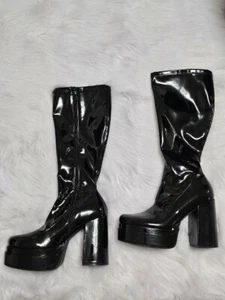 Steve Madden Ella Patent Stretchy PVC PU Platform Boots 10 ELLA 03S1 - Picture 1 of 7
