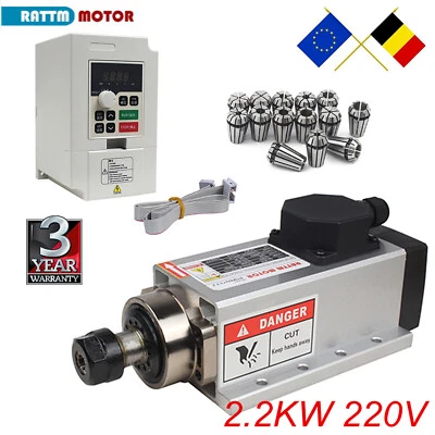 『DE』2.2KW 220V Air Cooled Spindel Kit CNC Fräsmotor &VFD Inverter& ER20 Collets - Bild 1 von 4