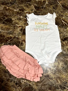 Bebé Niñas SUNSHINE NAPS HELADO CAMISA Y VOLANTES Rhumba Bloomers Pantalones Cortos 18 meses - Imagen 1 de 4