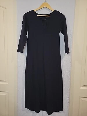 Maxi Vestido DKNY Minimalista Elástico Algodón Negro Años 90 Ajustable Cuello en V Mediano Foto 1 de 4