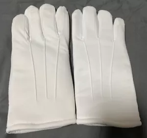White Dress Parade Cotton Uniform March Gloves w/ Gripper Dots Thick Cushion - L - Picture 1 of 4