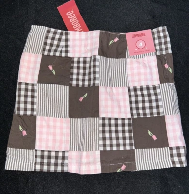 NUEVO 2010 Gymboree Niño Niña 4 CELEBRAR PRIMAVERA Falda Skort Rosa Marrón Madrás Cremallera Foto 1 de 4
